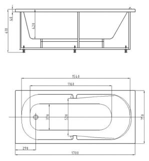 Акриловая ванна АКВАТЕК Лея 170x75 см без гидромассажа